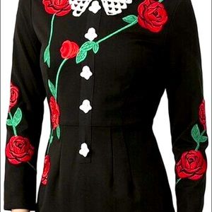 Burryco 3/4 sleeve midi black rose dress new with tags